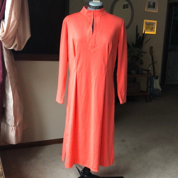 Vintage High Collared Coral Dress - Picture 1 of 4
